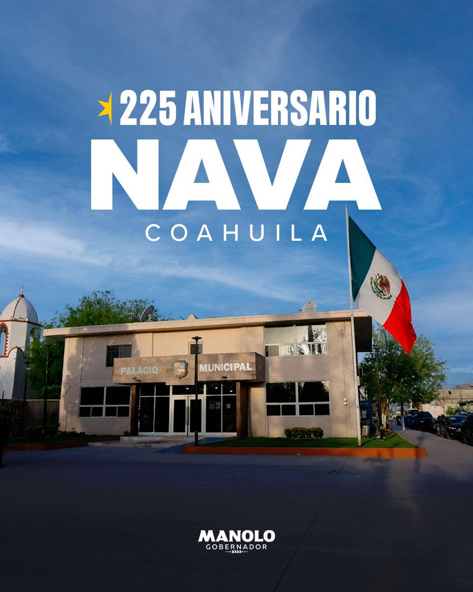 ¡Felicidades #Nava por tus 225 años como municipio! Tierra de gente buena, trabajadora y echada #PaDelante. Sigamos trabajando por las familias de este gran municipio. #CoahuilaPaDelante #APasosDeGigante