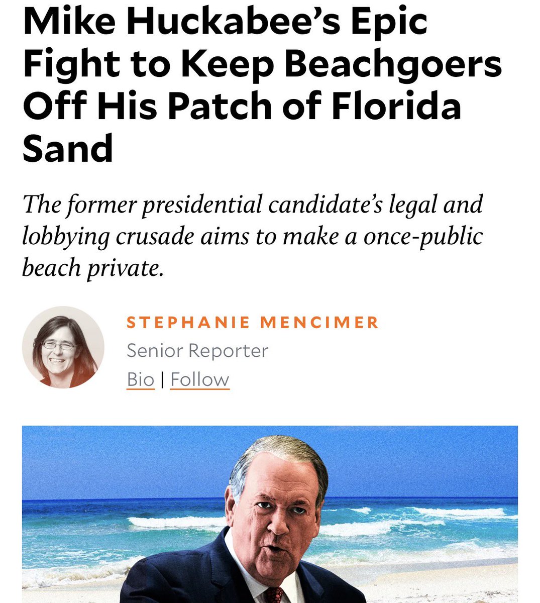 🚨In 2018, Mike Huckabee bought a 10,000-square-foot beachfront mansion in Ft Walton Beach.

He wanted the beach all to himself so his fatass could lay out unfettered so he used his political connections to TAKE the public beach and make it his own private beach. 🧵