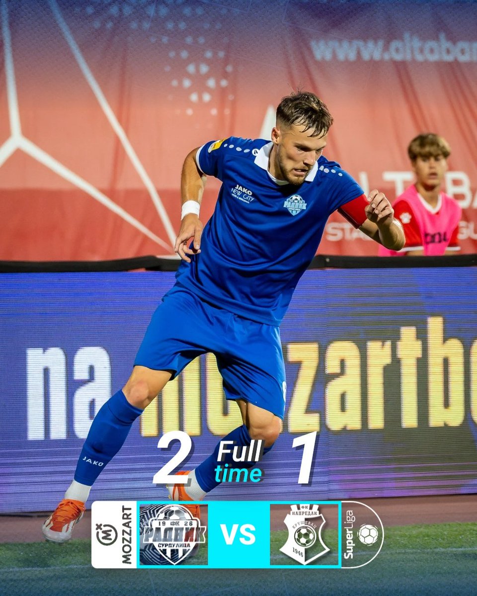 FKRadnik's tweet photo. Pobeda na Gradskom stadionu!

#radniksurdulica #radnik #napredak #mozzartbetsuperliga https://t.co/C073AN8DIJ