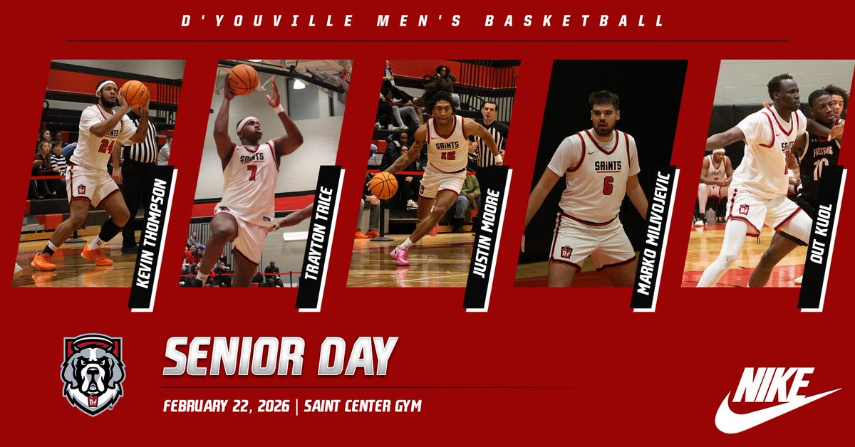 Senior Day tomorrow inside the Saint Center. 

We celebrate the leaders who built the foundation and set the standard.

🗓 Tomorrow (2/22/26)
⏰ 3 PM
📍 Saint Center

Be there. Bring the energy. Let’s honor our seniors the right way!

#FeedTheDawgs