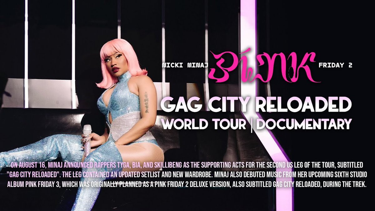 #GagCityTour
DOCUMENTARY !
I’ve created a fan-made documentary
Gag City and Gag City Reloaded.

Watch the full documentary in this playlist.
youtube.com/playlist?list=…

#NickiMinaj #NickiMinajDocumentary