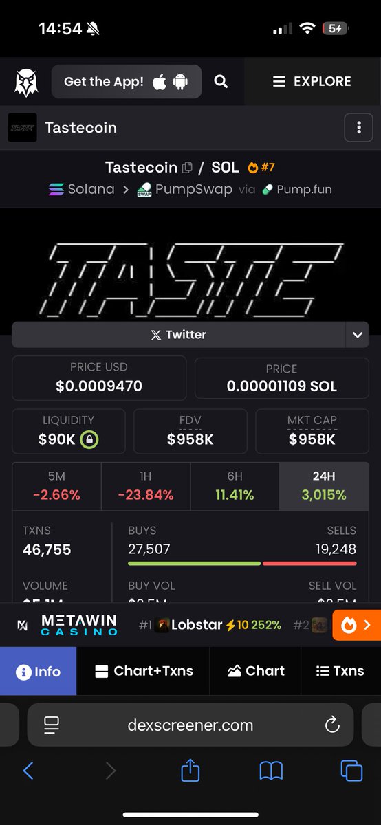 Tastecoin even has $TASTE as their dex banner 😂😂😂 can’t make this shit up 

Send $TASTE

FZA6639NysXqU4qZi2jQJwymdHngvQUdtwBKPQ1Bpump