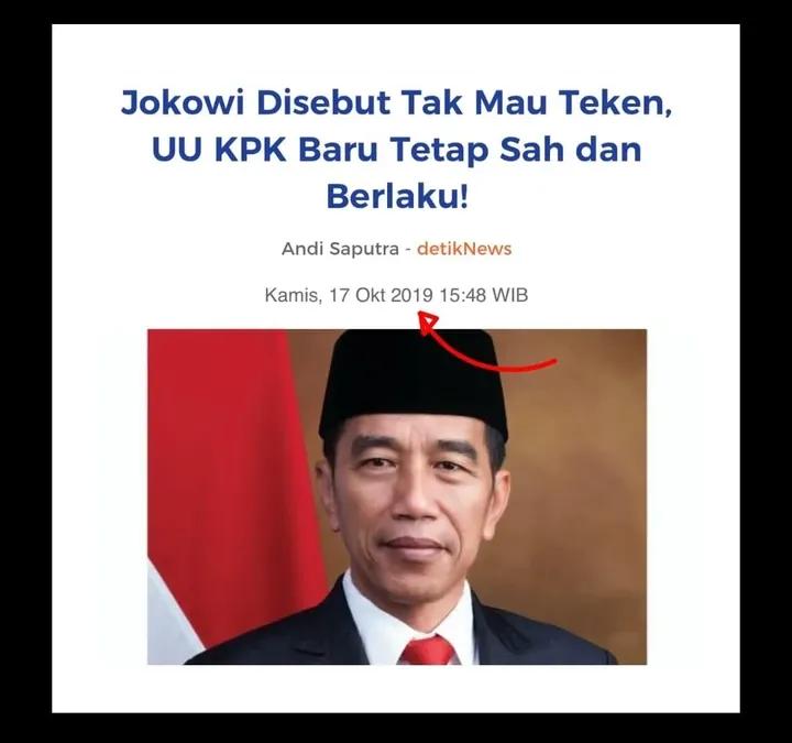 Jejak digital memang tidak bisa dibantah, siapa yang ngotot dan siapa yang akhirnya dijadikan kambing hitam hari ini.

Revisi UU KPK itu tidak pernah di taken oleh Presiden Jokowi tapi tetap berlaku📣