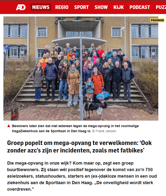 Geweldig: een zorgvuldig geselecteerde groep buurtbewoners die even komt uitleggen dat mega-opvang eigenlijk hartstikke gezellig is. 

‘Ook zonder azc’s zijn er incidenten, zoals met fatbikes.’ Klopt en ook zonder dierentuin zijn er dieren, dus laten we vooral een safari naast je