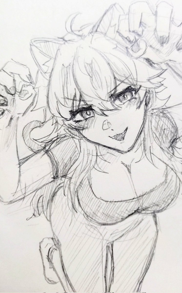 #猫の日 #OC
「がおー!!びっくりした？」