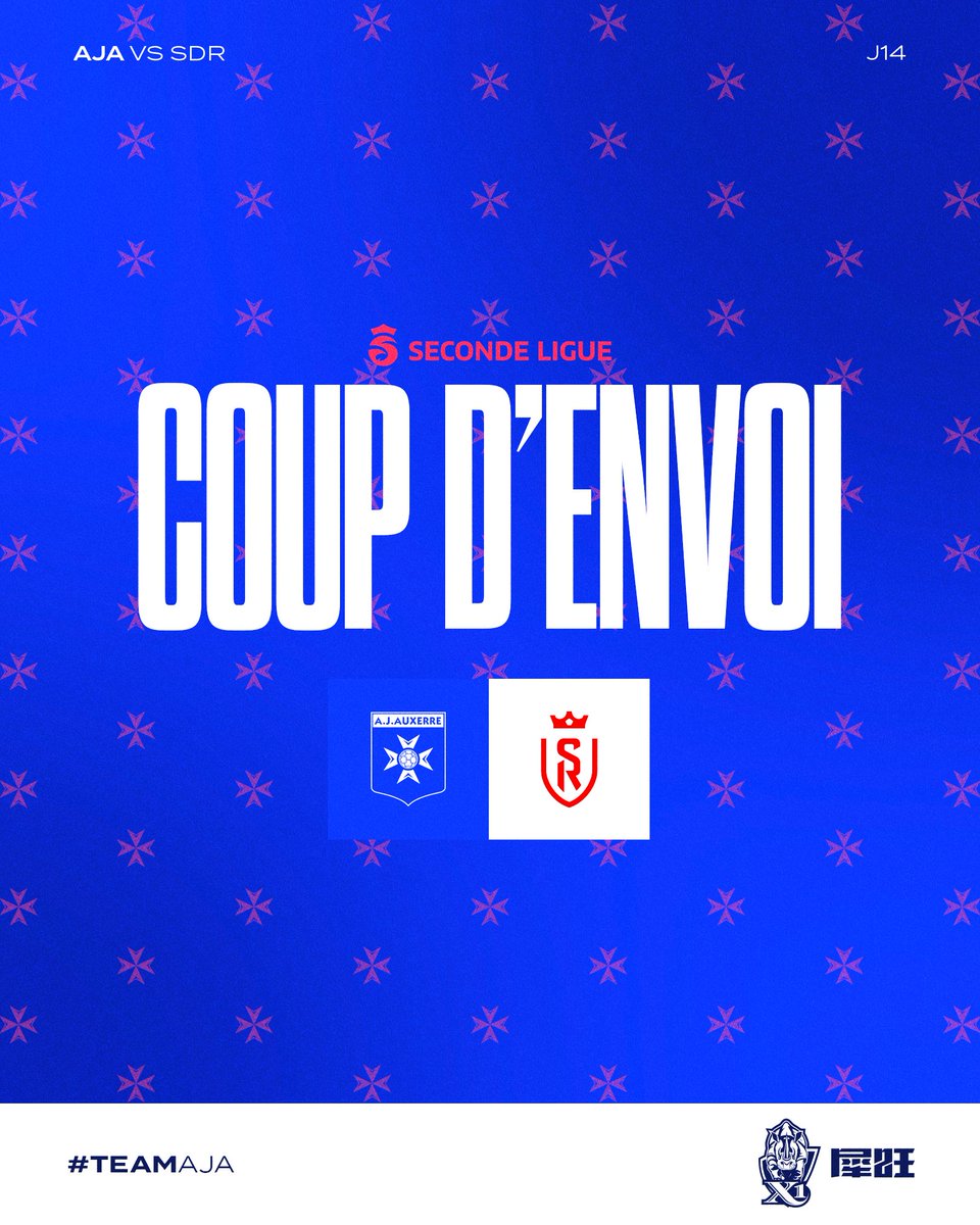 RT by @aja: 🔛 𝐂𝐨𝐮𝐩 𝐝'𝐞𝐧𝐯𝐨𝐢 🏟️ C'est parti au stade Groupama pour la J14 de Seconde Ligue face à Reims ! 𝐀𝐥𝐥𝐞𝐳 𝐥𝐞𝐬 𝐟𝐢𝐥𝐥𝐞𝐬 !! 🔵⚪️#TeamAJA #AJASDR (0-0) pic.