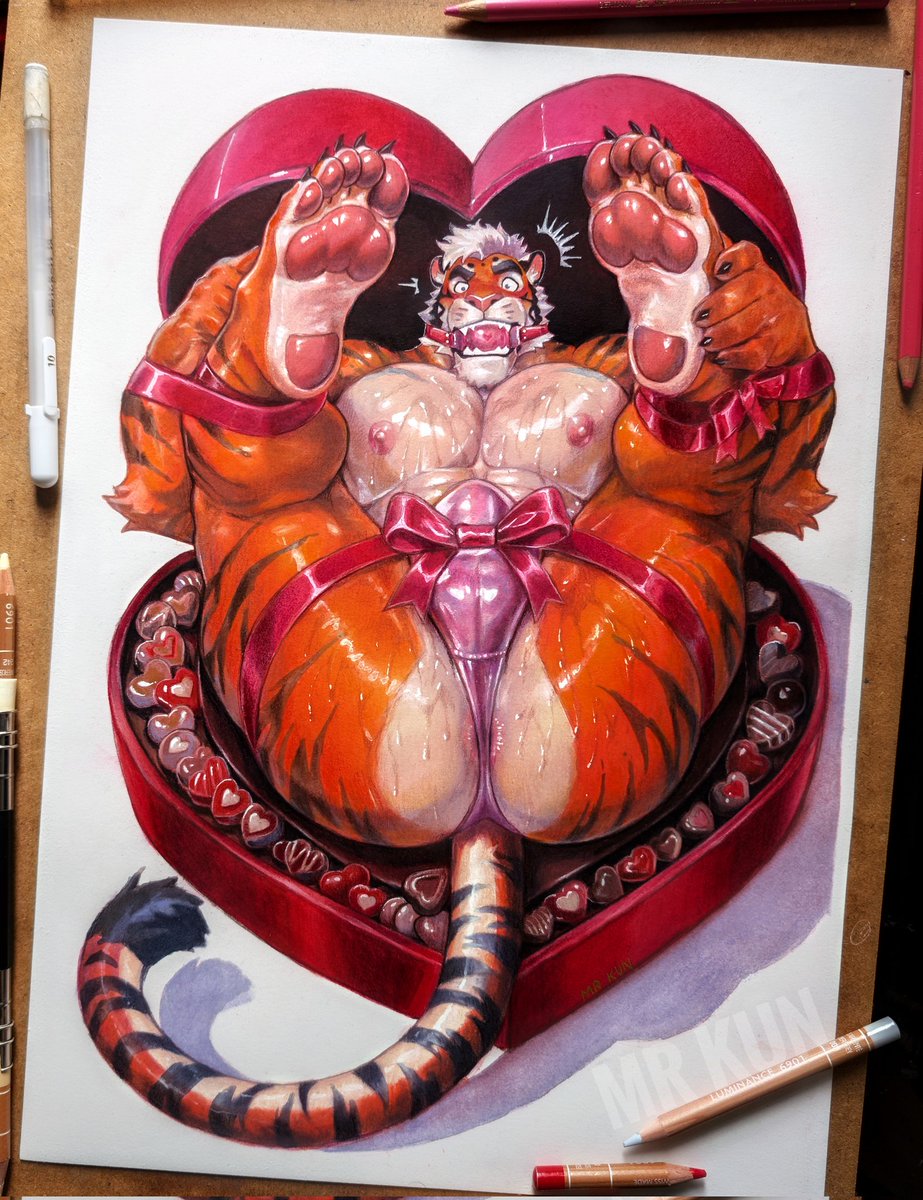 "Candy Box", watercolors and color pencils on paper 🐯💝