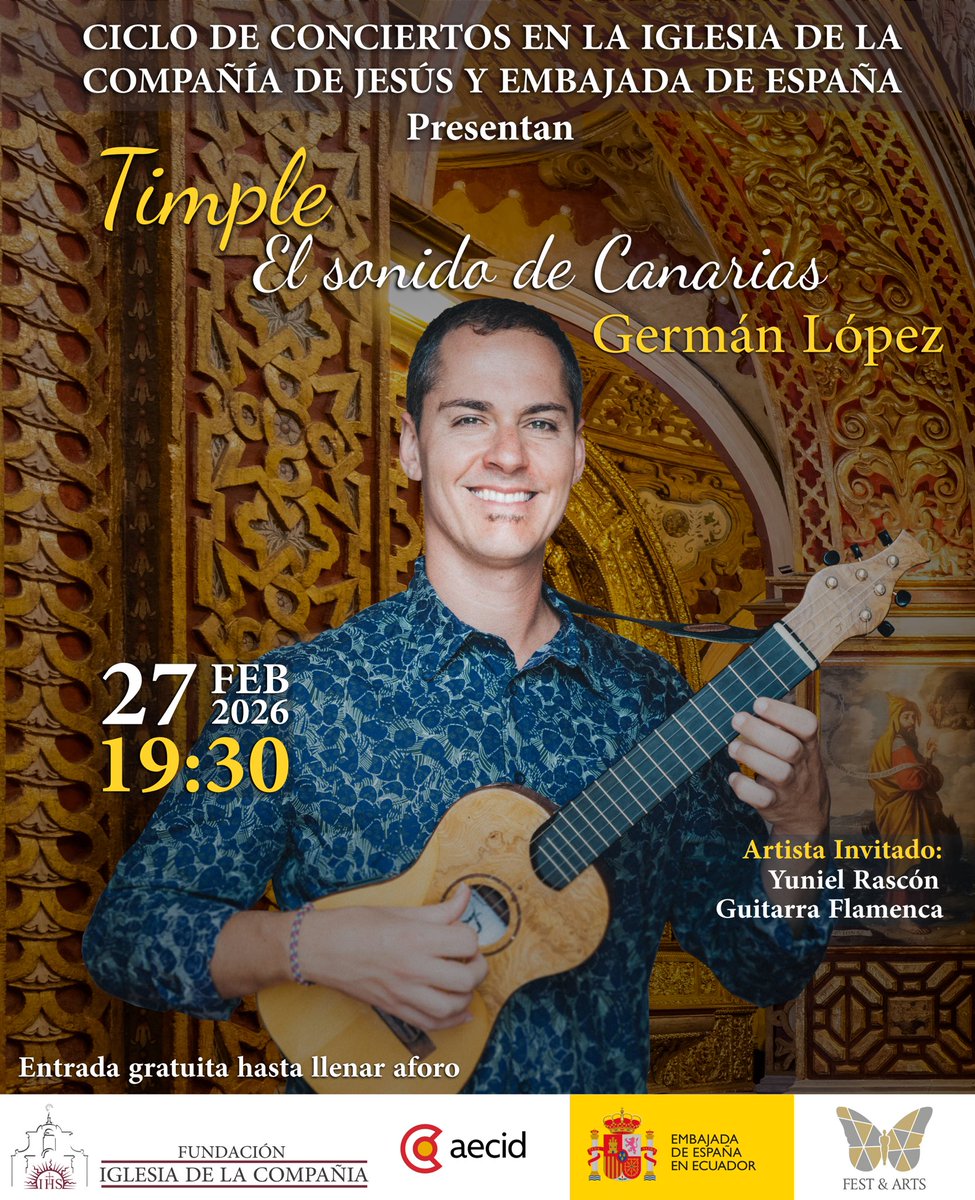MAECgob's tweet image. 🇪🇸 ¡Descubre lo que #EstáPasando en nuestras representaciones en el exterior!

🇪🇨 La @EmbEspEcuador presenta "Timple, el sonido de Canarias" en la Iglesia de la Compañía en Quito, un concierto que fusiona la tradición de timple y guitarra.

x.com/EmbEspEcuador/…