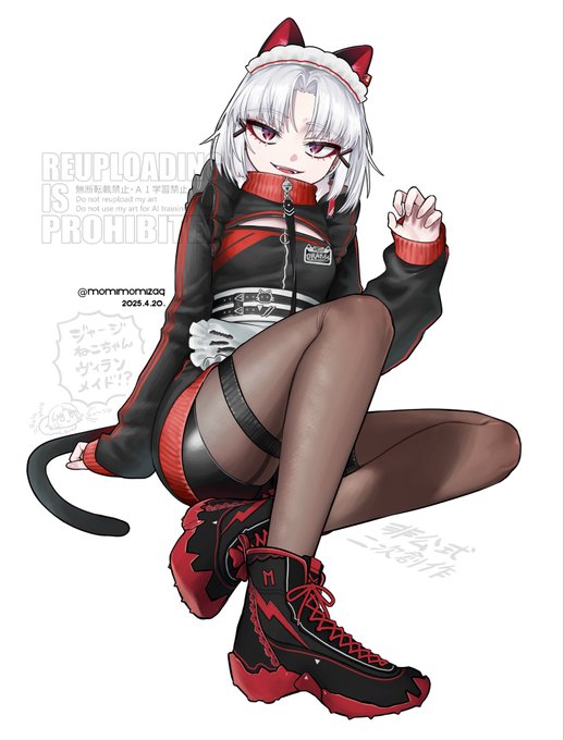 にゃんにゃんにゃんの日なので、ド趣味のジャージねこちゃんヴィランメイド・黒/白 の再掲です 