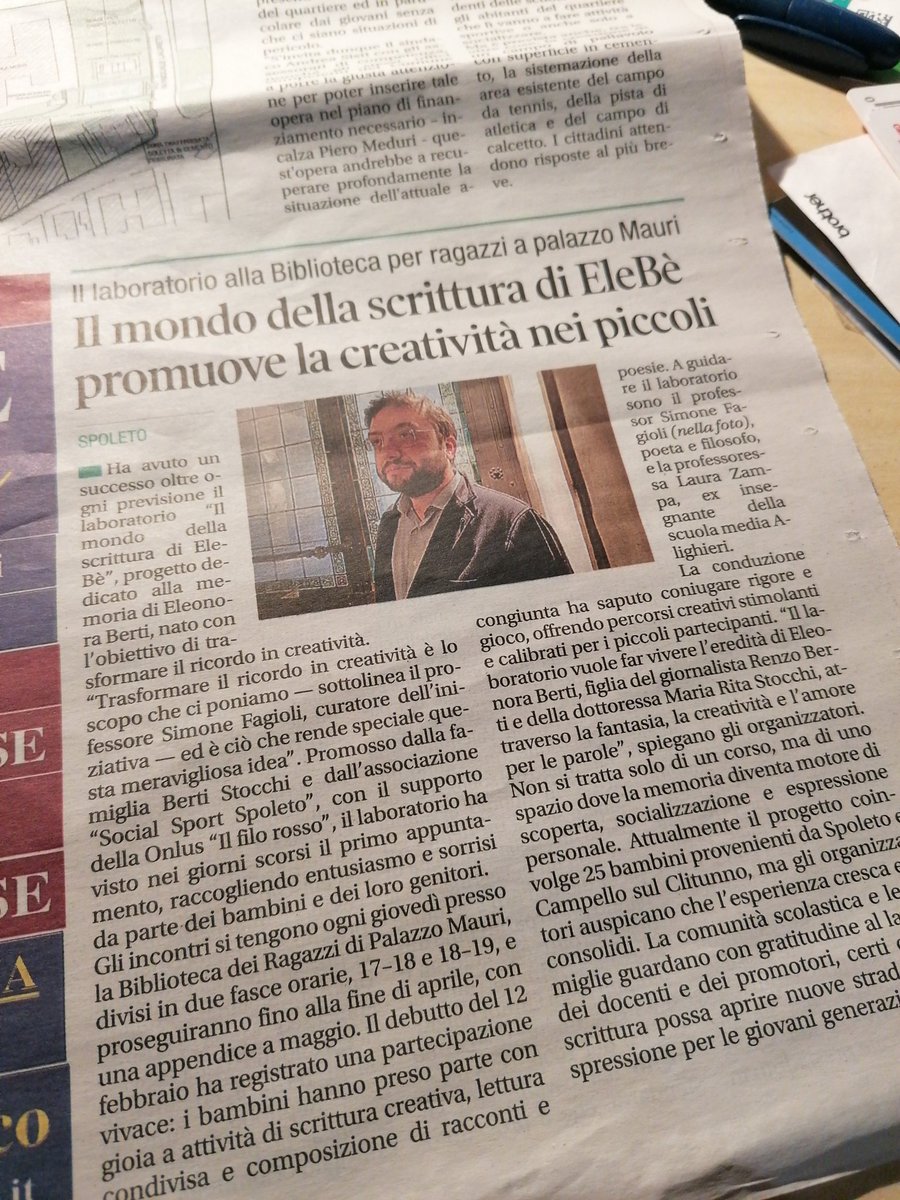 simone_fagioli's tweet photo. Un laboratorio di scrittura creativa in memoria di Eleonora Berti per i bambini. Grazie a tutti gli attori coinvolti, ma soprattutto grazie ai tantissimi bambini che scelgono la scrittura, perché si gioca anche con le parole

@renzoberti6
@CorriereUmbria https://t.co/TbnUvuUX30