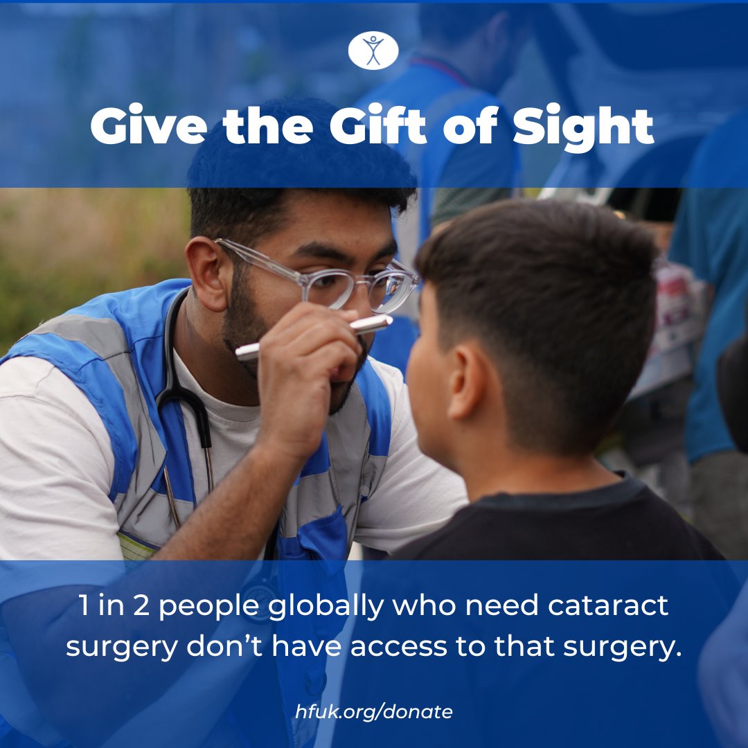 A 30minute cataract surgery can restore a lifetime of sight. 

Help someone see their family, their future, their world again.

Give the gift of sight 💙 hfuk.org/donate