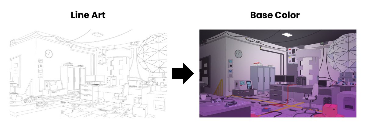 Today’s #WIP  
line art and base colors, Can anyone guess what the final result will look like?👀
#smallartists #VGenComm
