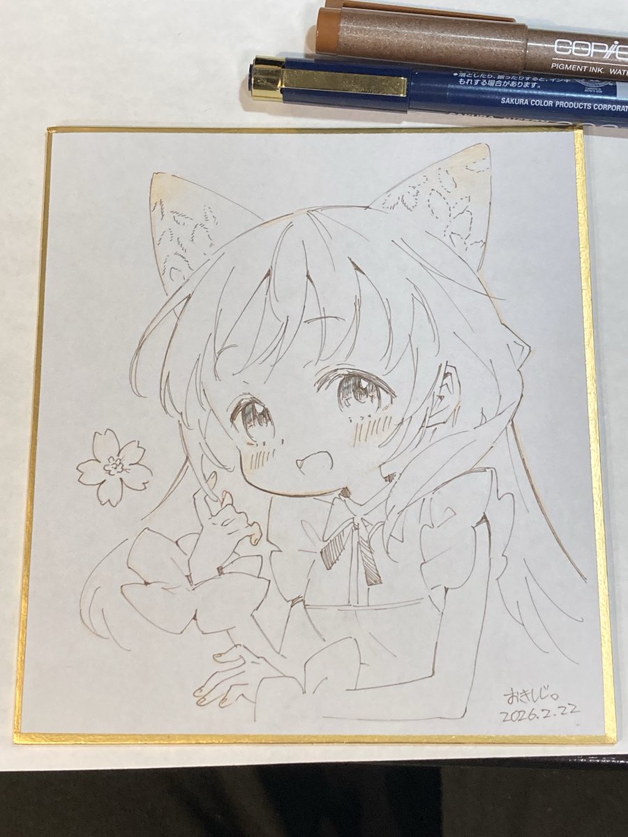 ミニ色紙一枚しか描けなかったけど可愛く描けたと思う！チェリーブロッサムアゲートちゃん
先着一名様、多分5000円