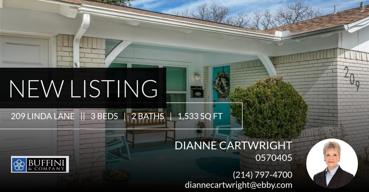diannecart1's tweet photo. 📍 New Listing 📍 Take a look at this fantastic new property that just hit the market located at 209 Linda Lane in Irving. Reach out here or at (214) 797-4700 for more information

Dianne Cartwright,
Your Neighborhood Realt... https://t.co/xaMr6FVlBR https://t.co/wLP1643mZV