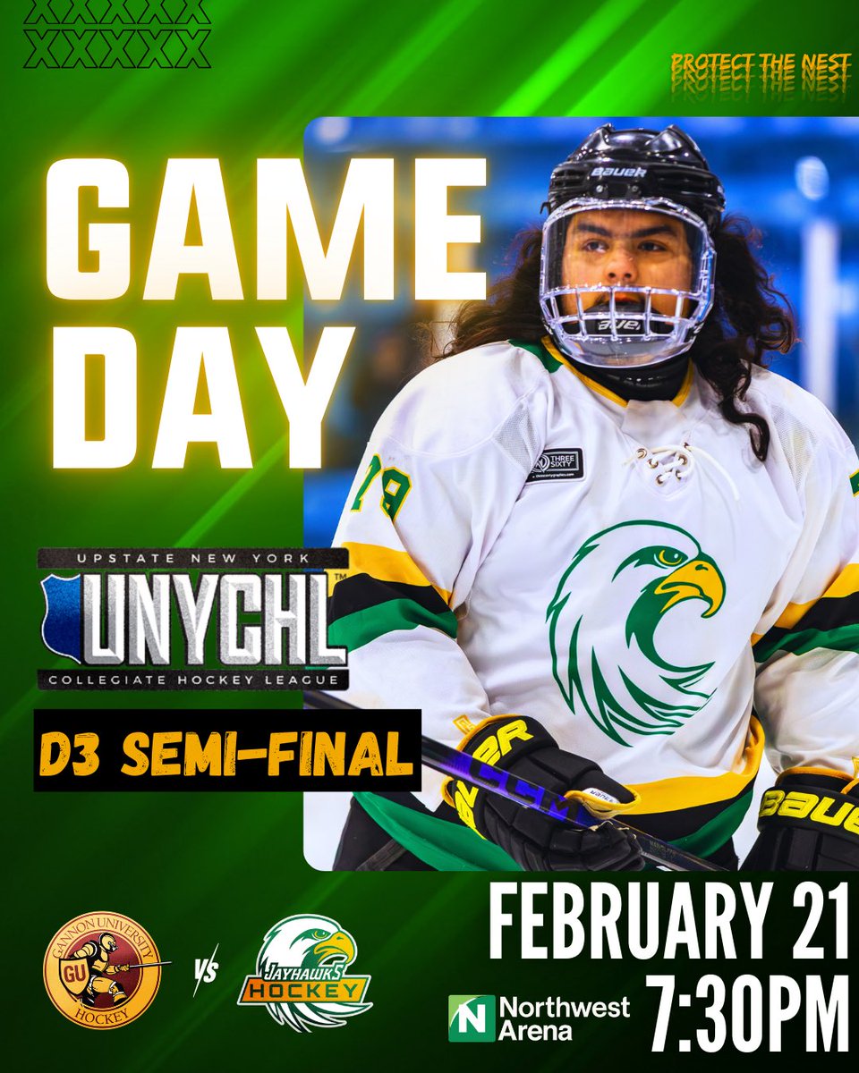 PLAYOFF GAMEDAY 😤

We host Gannon tonight with a spot in the <a href="/unychl/">UNYCHL</a> D3 Championship on the line. 7:30pm at <a href="/NorthwestArena/">Northwest Arena</a>. 

Out of town? You can watch the action on the <a href="/NickelCityHN/">Nickel City Hockey Network</a> YouTube stream 👉 youtube.com/@nickelcityhn?…

Bring the energy and help us  #ProtectTheNest! 🦅