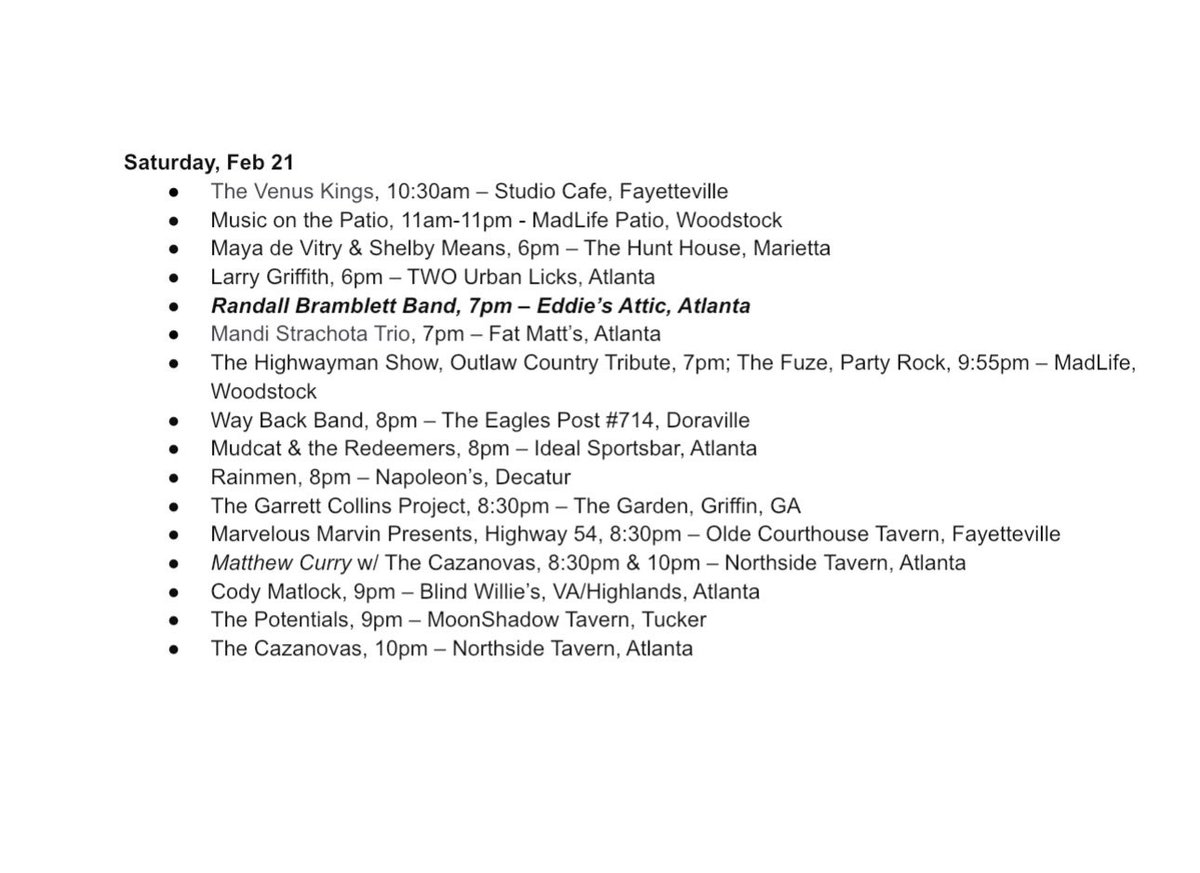 Make your plans now to enjoy &amp; support some of the great live music happening today! 🎵🎶💙💙🎵🎶 #atlantabluessociety #supportlivemusic #supportlivemusicvenues #supportliveblues #supportlivebluesvenues