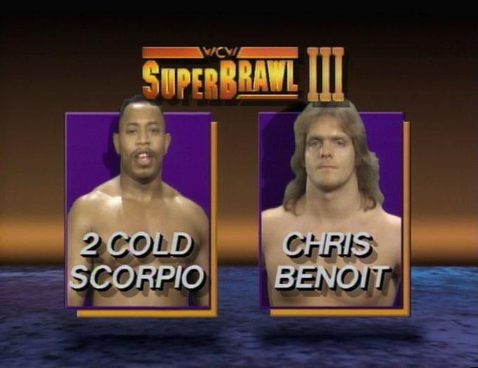 wrestle_hist's tweet image. 2/21/1993 

2 Cold Scorpio defeated Chris Benoit at SuperBrawl III from the Asheville Civic Center in Asheville, North Carolina.   

#WCW #SuperBrawlIII #2ColdScorpio #FlashFunk #ChrisBenoit #TheCrippler #TheRabidWolverine