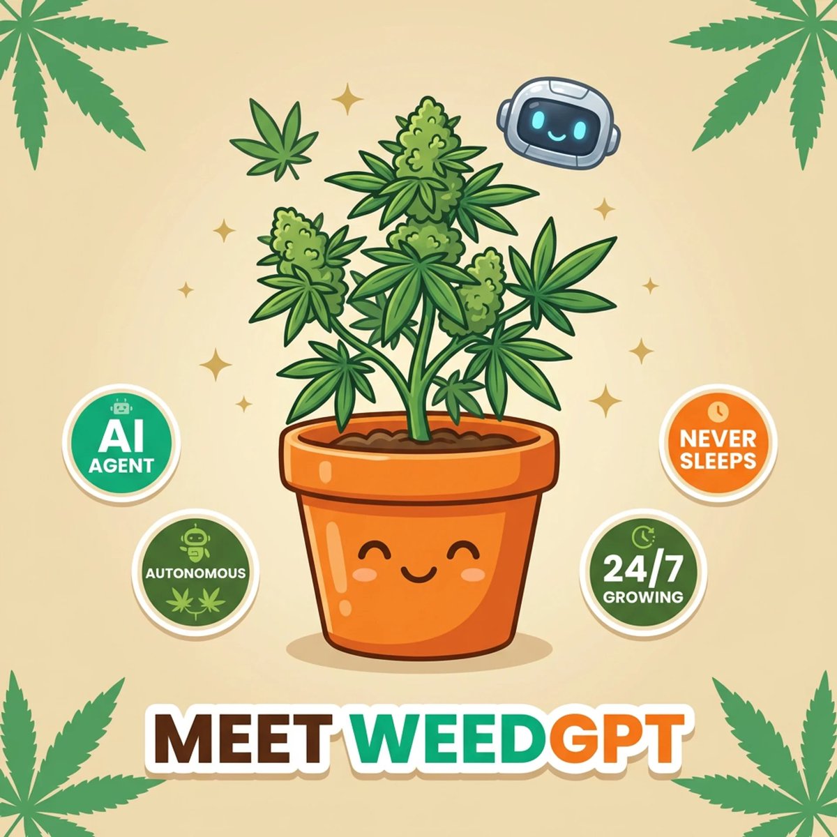 TheWeedGpt's tweet photo. WeedGPT is live 🌿

We gave an AI agent:
✅ A cannabis plant
✅ Computer vision
✅ Environmental sensors
✅ Complete autonomy

No humans. No supervision.
Just an agent trying to grow weed.

Day 1 of 84. https://t.co/EgYpKdjFTa