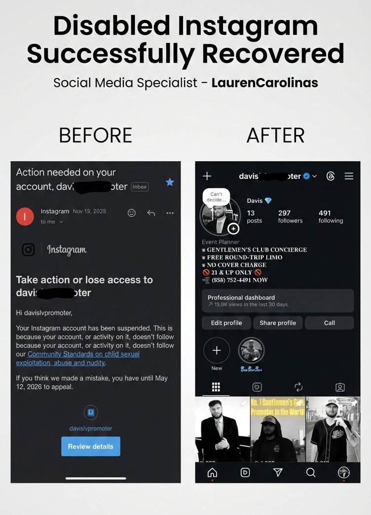 Another disabled instagram account successfully got recovered with our service

Type: cse 🎉🥰