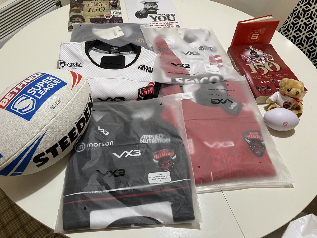 <a href="/SalfordRLFC_ST/">Salford RLFC ST</a> 
Alan &amp; Wayne from the Trust will have a table in Eccles Gateway Monday 23rd Feb &amp; there will be an assortment of memorabilia for sale as seen a sample below you can join the Trust &amp; Salford Lottery they will be there 10-30 until 4pm join them for a chat 👹👹👹