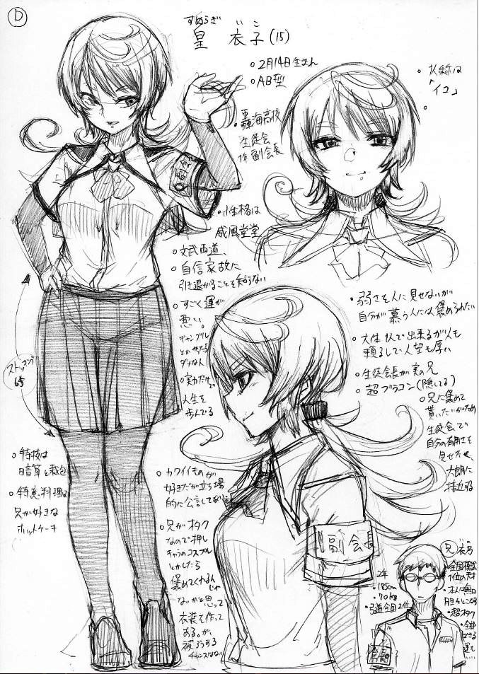 #自分で生み出した一次創作オリジナルキャラを流そう
ボツにした読み切りのキャラたち。私はコピー用紙に立ち絵と幾つかの向きの顔を配置して隙間に設定とか書き殴るのが好き。この時は平凡な主人公と一分野で秀でてるヒロインたち+一文字の名字縛りでキャラを作ってた。