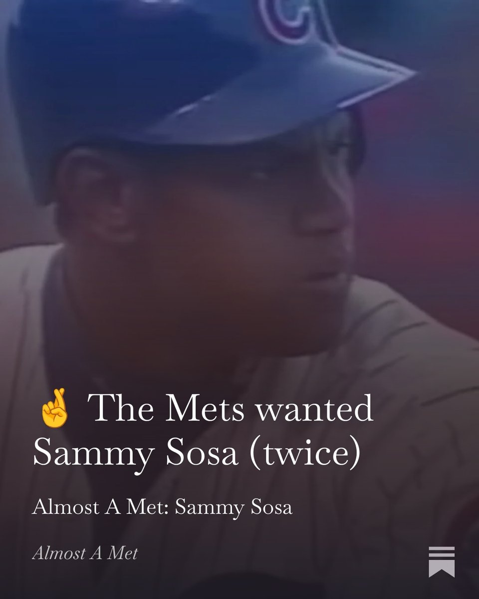 Happy #Mets first Spring Training game day! I'm excited to watch some baseball (especially as a snowstorm looms). If you wanna read more Mets content before the game, perhaps you missed my latest newsletter about Sammy Sosa and the Mets? 

almostametnewsletter.substack.com/p/mets-sammy-s…