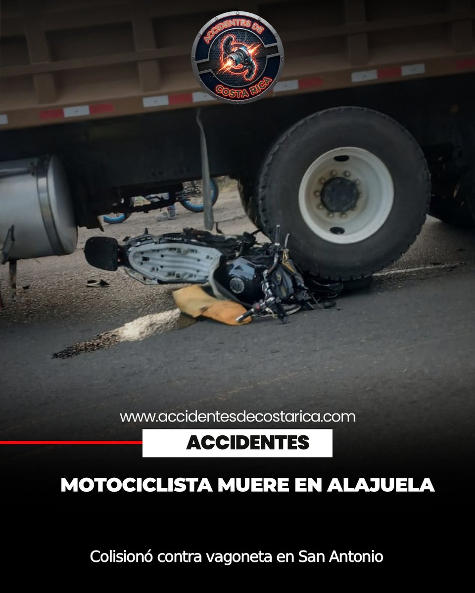 Motociclista fallece tras colisionar contra una vagoneta en Alajuela.

👉👉accidentesdecostarica.net/motociclista-f…