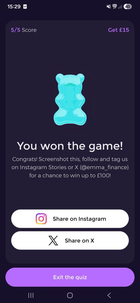 Just aced the <a href="/emma_finance/">Emma</a> quiz with a perfect 5/5 score! 🎉 Think you can beat me? #EmmaQuiz