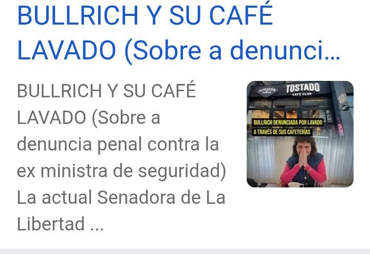 <a href="/PatoBullrich/">Patricia Bullrich</a> IGUAL MORAL NO TENÉS NINGUNA 
Seguí lavando la plata Que le robas al pueblo
Te espera la cárcel