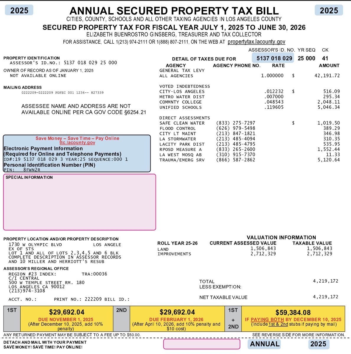 DataRepublican's tweet image. Just looked up CHIRLA's property taxes. They're still getting an interesting deal. x.com/DataRepublican…