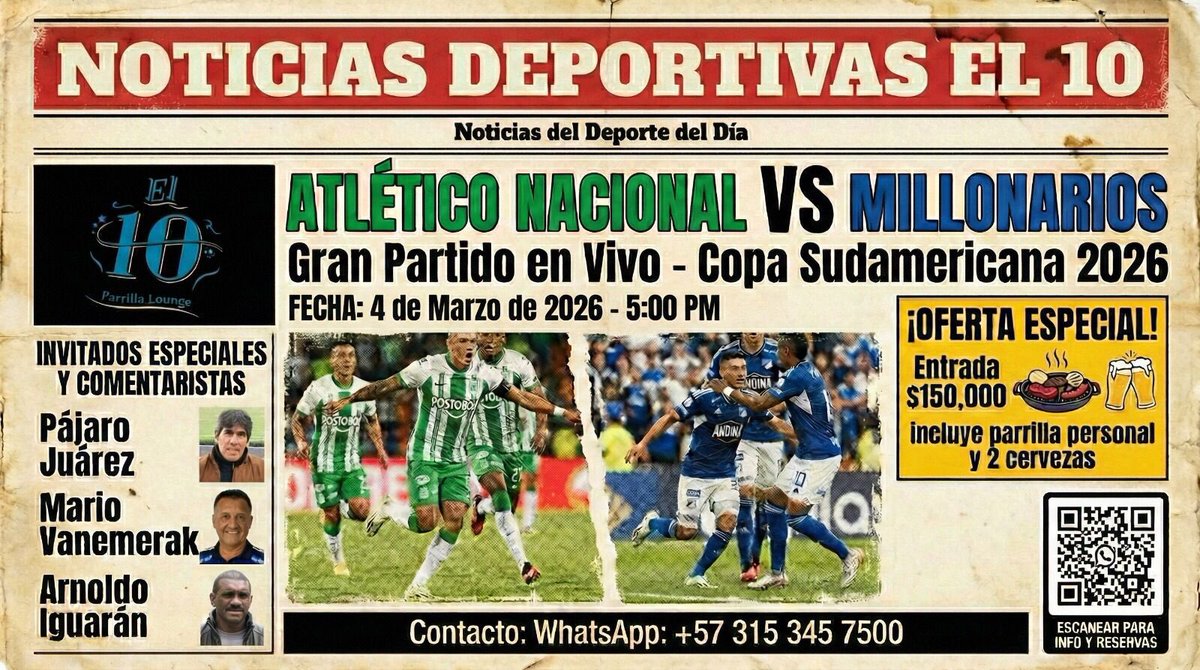 Para más información escanea el código QR los esperamos a todos para vivir este gran partido @el10parrillalounge