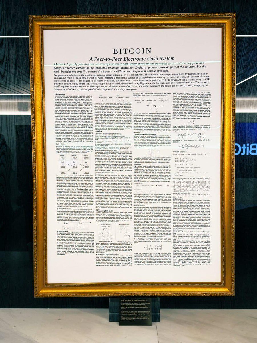 The Bitcoin whitepaper is on display at the New York Stock Exchange 🇺🇸