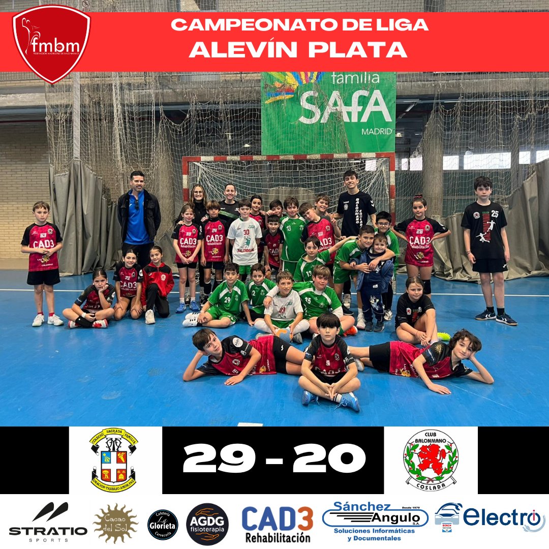 CAMPEONATO DE LIGA 🤾‍♂️🤾

🤾‍♂️Jornada 21 de febrero (Alevín masculino Plata)

➡️J5 - Segunda Fase - Grupo Tercero
SAFA Promesas 29 🆚 BM Coslada 20

#vamoscoslada❤️💚

cad3servicios.com
@electroicoslada
@fisioterapia_agdg
<a href="/sanchezangulo/">nysa</a>.sa
<a href="/cacaodelsol/">Cacao Del Sol Chocolate Shop</a>.es
@stratiosports
