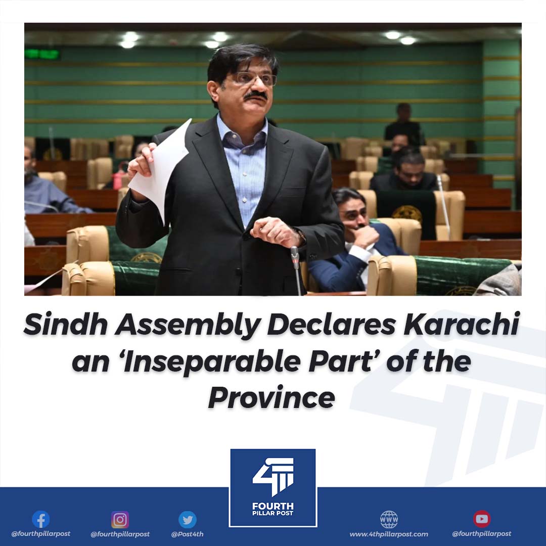 Post4th's tweet image. Sindh Assembly passes resolution reaffirming Karachi as an inseparable part of Sindh, condemning any attempt to divide the province. 
#SindhUnity #Karachi #Pakistan 4thpillarpost.com/sub_detail/sin…