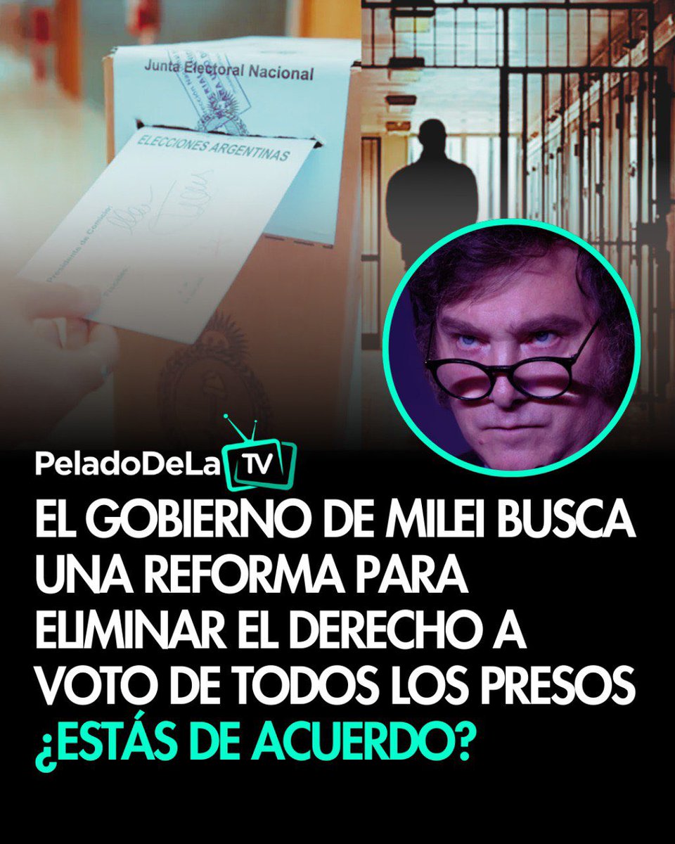 🚫 SE ACABÓ LA JODA

⛓️ El gobierno de Javier Milei busca una reforma para eliminar de forma permanente el derecho a voto de todos los presos

🤔 ¿Estás de acuerdo con esta medida?

1- Si, TOTALMENTE 💯
2- No, ES UNA LOCURA 🤯