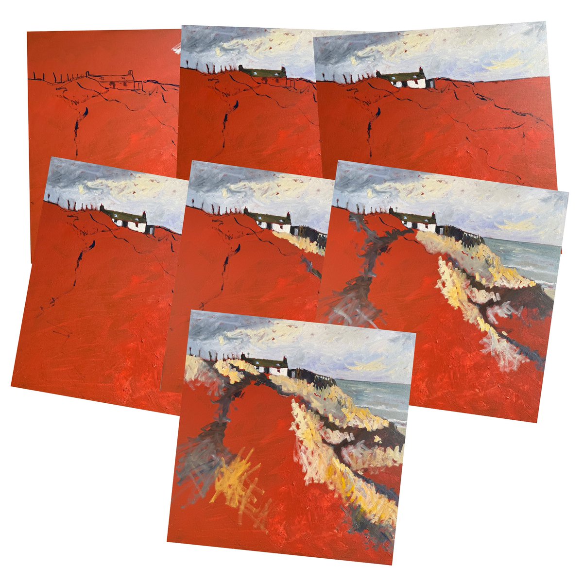 staithesartist's tweet image. #WIP Sometimes #paintings paint themselves and this looks to be one of them. New take on #cottage by the sea. 30x30” blockcanvas #oils