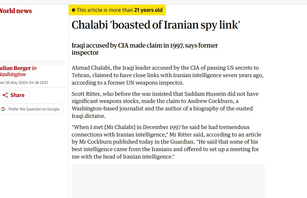John_Rossomando's tweet photo. #Netanyahu pointed the finger at #Chalabi and company, and their #Iranian spy operation as his source for what he said in the congressional hearing.
#Iran lied to American leaders, European leaders, and Israel via its agents in the Iraqi National Congress.
#Tuckerbots don't care about truth. They just love to lie. https://t.co/Soouy4bsLk