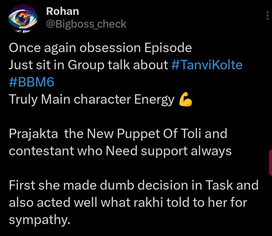 Bigboss_check's tweet photo. धन्यवाद @Riteishd  आपण सगळे पॉइंट्स clear kele .

#Tanvikolte Going Strong Day by Day 

⭐Today also It's Proved that Tanvi stands  was absolute Right through out the week 💯

#BiggBossMarathi6 #Biggbossmarathi https://t.co/daAsrzpZkJ