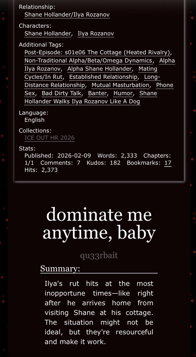 A 🔥 a/b/o fic written by qu33rbait for a “creator’s choice” prompt 

archiveofourown.org/collections/ic…