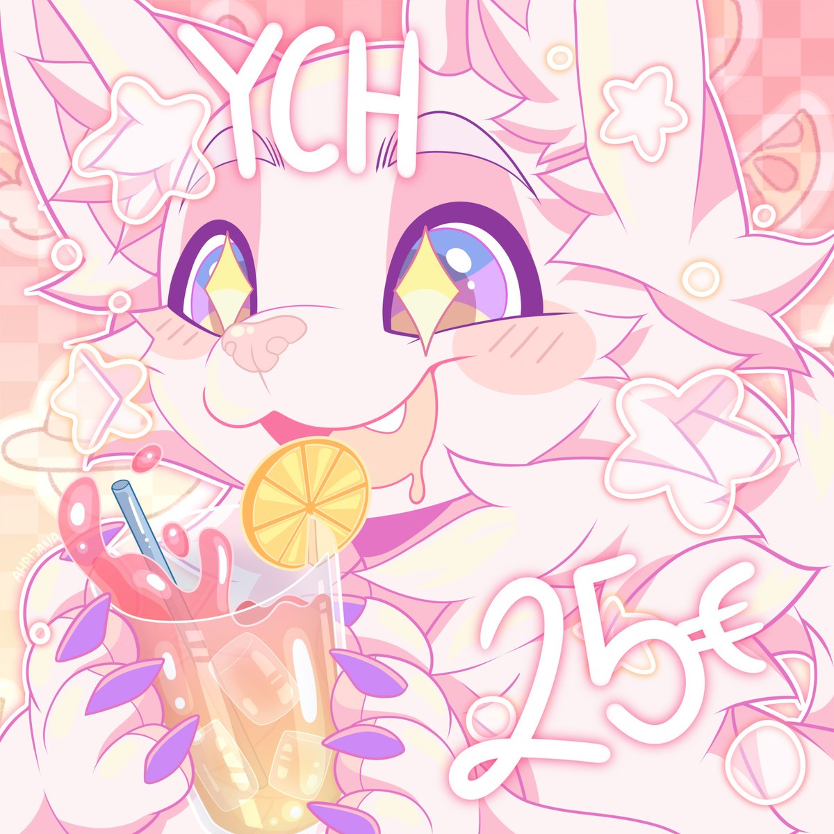 Ahrijana103's tweet photo. 🍬 SILLY SWEET YCH! 🍬

> Price for the YCH: 25EUR 
> Canine/feline preferred (You can DM me and ask about other species) 
> 10 slots open! 
> Color of the drink can be changed!

🍹If you're interested, contact me via DM's!^^ 🍹
💛 Finished example: My fursona Reverie! 💛

🍬 Retweets are appreciated! 🍬