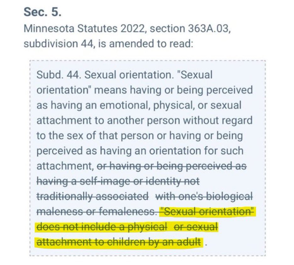 Artofhunger75's tweet image. 🚨Holy crap look! Tim Walz and that transquatch Christopher “Leigh” (Rat) Finke REMOVED an exception in a bill that EXCLUDED pedophilia from being considered a PROTECTED sexual orientation.
They want pedophilia a protected “sexual orientation.” 

Still think we’re paranoid?