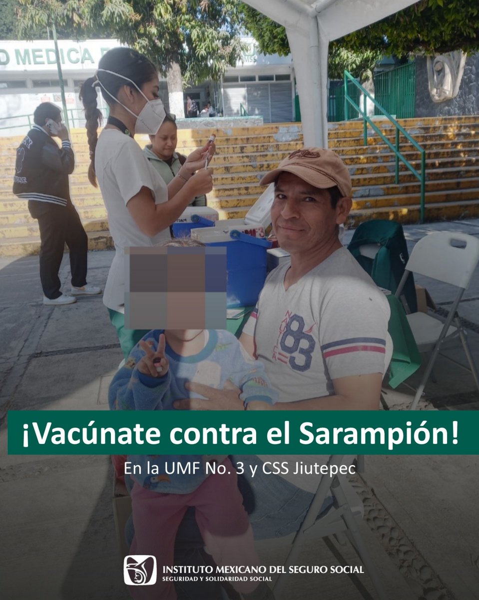 💉✨ ¡Es momento de cuidarnos!

Acude a las UMF y CSS del #IMSSMorelos y protégete del sarampión.

👶 Niñas y niños de 6 a 11 meses
🧒 Niñas y niños de 1 a 12 años
🧑 Personas de 13 a 49 años que no cuenten con dos dosis

📍 Sábado y domingo | 8:00 a 20:00 horas