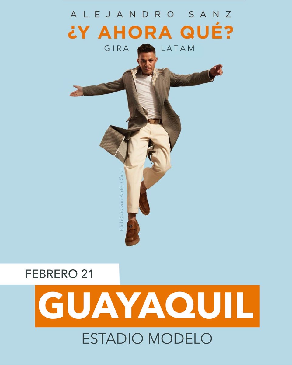 ¿Y AHORA QUÉ? hoy toca el
turno de recibir a <a href="/AlejandroSanz/">Alejandro Sanz</a> en Guayaquil, Ecuador. Seguro será una noche inolvidable.

#GiraYAhoraQue
#DeGiraConSanz
#CompartiendoLasEmociones