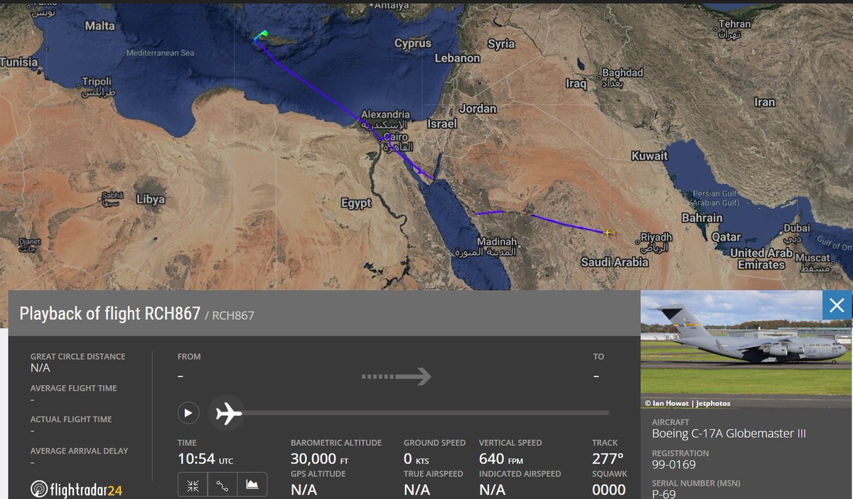 vcdgf555's tweet photo. The last time 🇺🇸 C-17As 98-0057 #AE08C3 and 99-0169 #AE080F were both at 🇬🇷 Chania was (according to @flightradar24 history) October 3rd and 4th, 2025.

Higher confidence this is an old video. https://t.co/c1GLBCDDjZ
