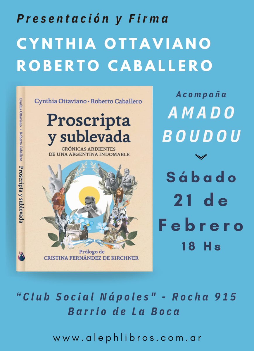 ALEPHLIBROS's tweet photo. Hoy a las 18 hs en la Boca
Son tiempos de sublevarnos juntos https://t.co/b28riaqv92