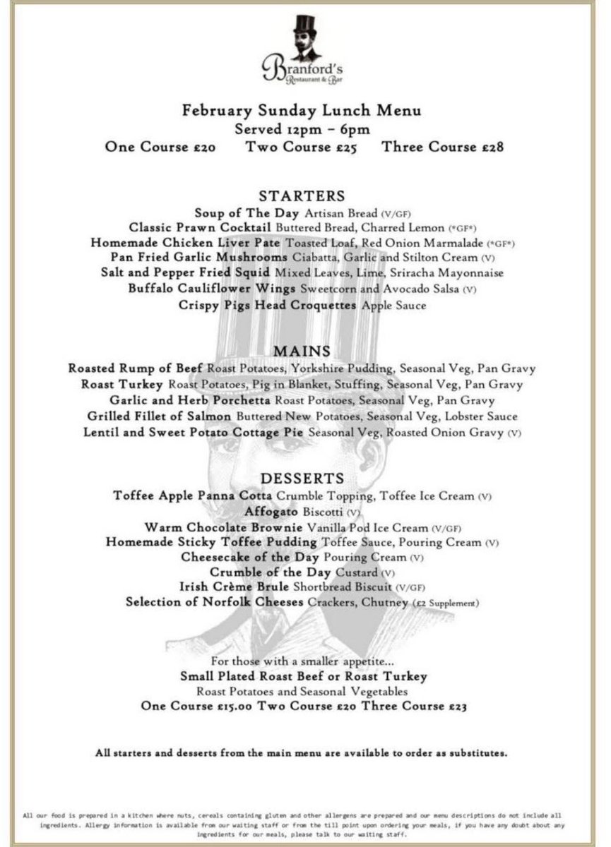 We Have Some Availability For Sunday Lunch 

🍽️Sunday Lunch available 12-6 
🍽️General menu 12-8
👫Kids Eat Free With A Full Paying Adult 
🍻Happy Hour 4-7 

Last booking in Restaurant 6pm

Call our team on 01493 720400 for a Reservation in our Restaurant 📞 <a href="/YidTye/">Tyrone Harold BEM</a>