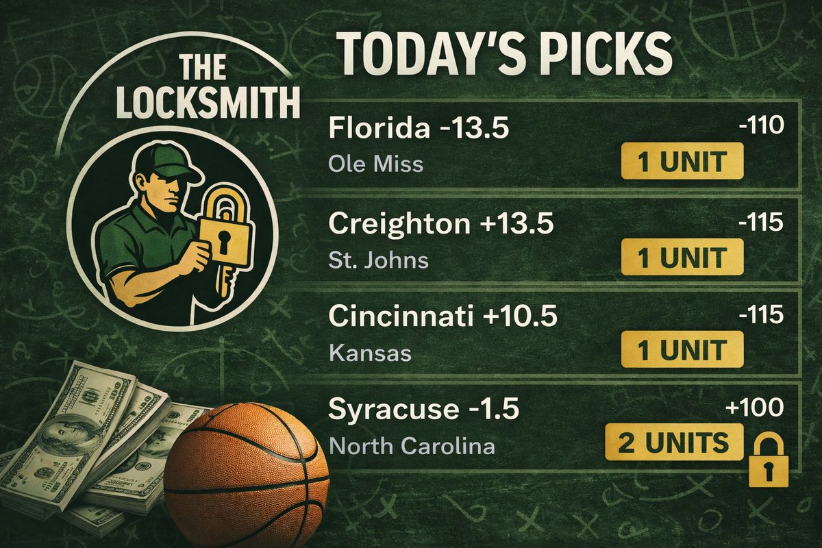 locksmithbets01's tweet photo. Big Saturday. Looking prime to make $$$

Locksmith been smoking hot 20-5 in last 25. Don’t miss on best free picks out there. Like and follow if tailing. 

#Locksmith #NCAA #collegebasketballpicks https://t.co/XGSZrEzzXL