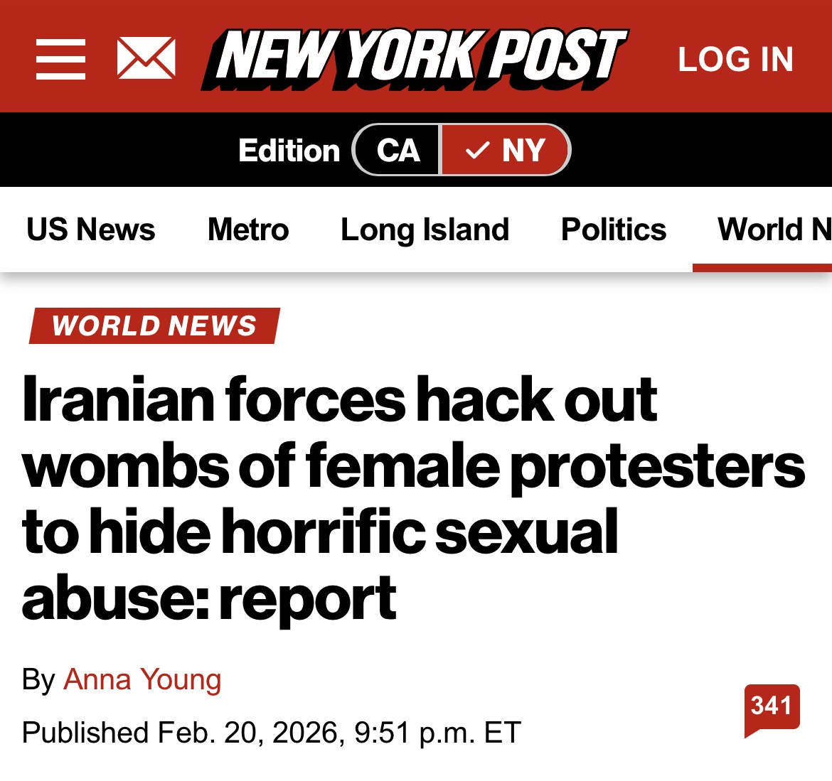 “Police officers are raping men and women every day in jail.”

SHOCKING new report reveals that Iranian police are gang-raping protesters in prisons and then removing female protestors’ uteruses to cover up the torture before returning their bodies to their families.

“Some of