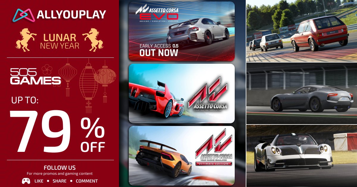 🚗💥 505 Games - Lunar Sale! 💥🚗

🏎️ Assetto Corsa EVO – 26.13€ / 26.39£ / 26.01$
🚗 Assetto Corsa – 4.10€ / 3.87£ / 4.07$
🏁 Assetto Corsa Ultimate – 14.62€ / 14.05£ / 14.57$

Race into savings! 🏁 Link in bio!