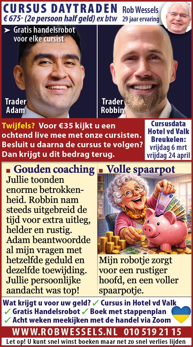 theRobWessels's tweet photo. #robwessels #daytraden #daytrading #cursusdaytrading #cursusdaytraden#cursus daytrading #cursus daytraden #aandelen #beurs #aex #dax #opties #beleggen #ayden #aegon #ahold #akzonobel #arcelormittal #asm #asml #asr #dsm #heineken #imcd  ing #kpn #nn #philips #prosus #randstad https://t.co/OYHuggr9rU